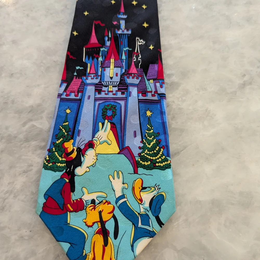 Disney Magical Castle Mens Silk Tie - Black and Blue